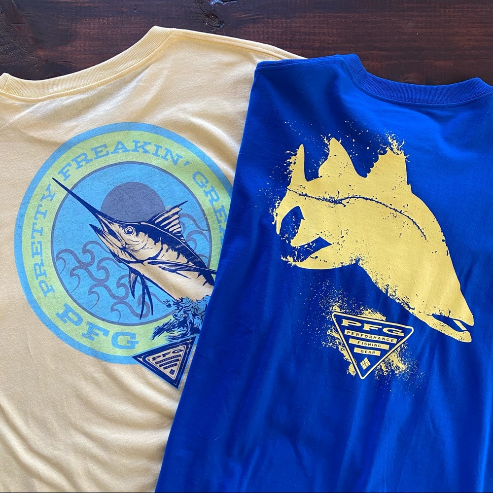 Columbia Bundle Fishing T-Shirts Blue Yellow XL